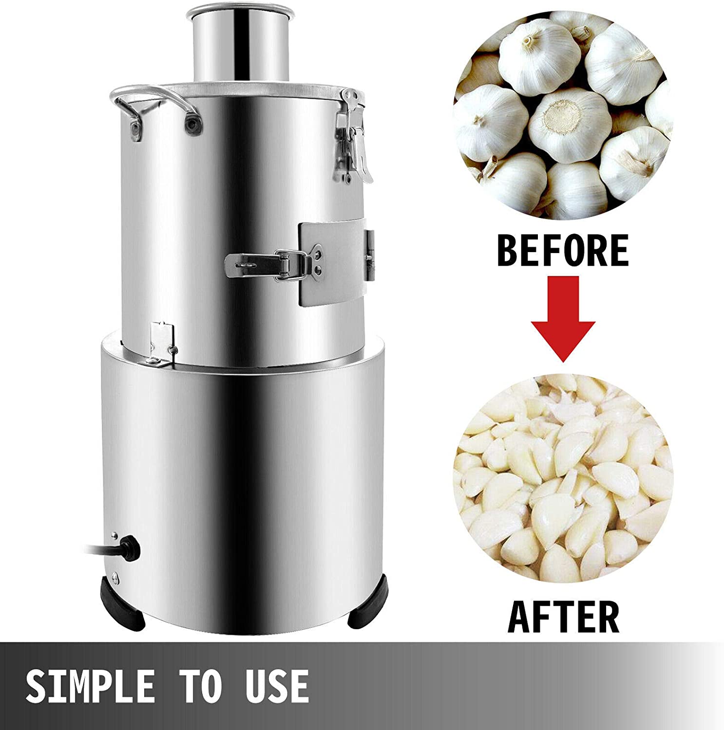 VBENLEM 110V Whole Garlic Peeling Machine Electric 25KG/H 200W Automatic Stainless SS for House-Biz