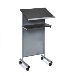 Wheeled Tabletop Lectern-Silver/Black